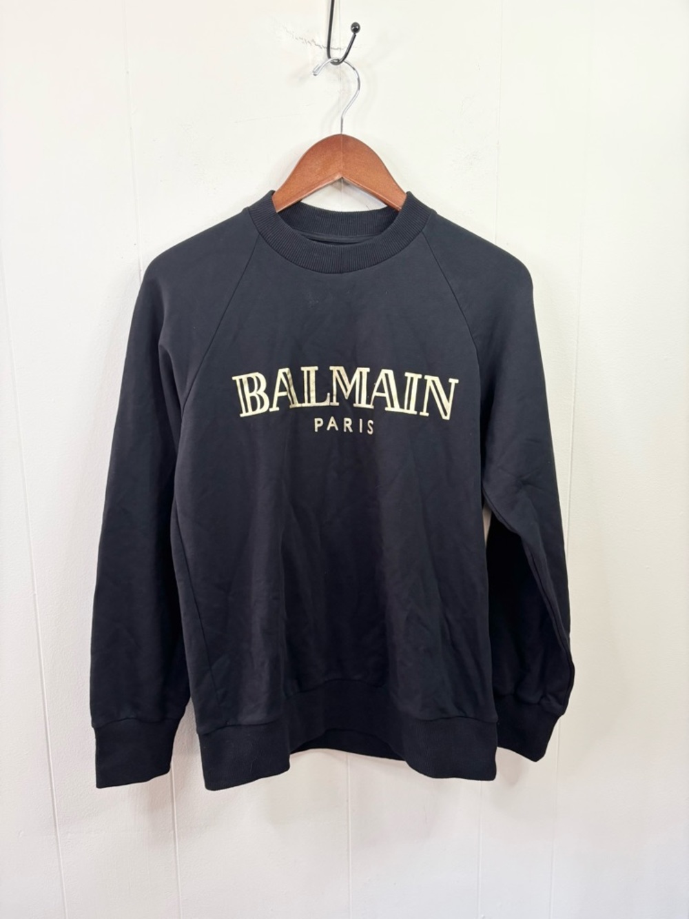 Balmain Paris black printed logo sweatshirt crewneck size L